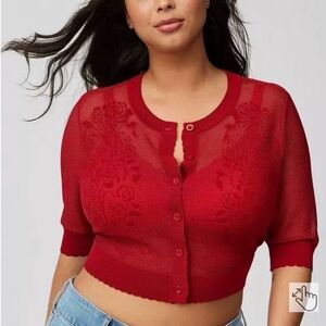 Torrid Red Sheer Knit Sweater